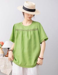 Elegant Loose Linen Blouse for Summer Women