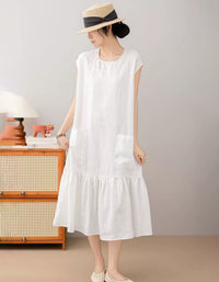 Relaxed Linen Pocket Dress for Summer Women