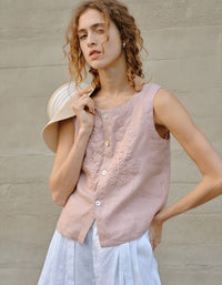breathable linen summer tank top women minimalist fashion