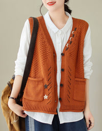 Women’s Button Knit Vest Casual Layering Sweater