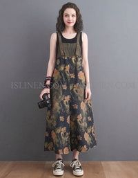 women floral wide leg jumpsuit loose casual outfit
