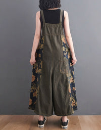 vintage floral overalls women wide leg style
