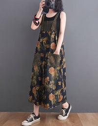 boho floral jumpsuit women with pockets