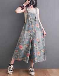casual floral overalls outfit women relaxed fit
