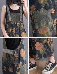 Women Floral Wide Leg Jumpsuit Casual Loose Fit