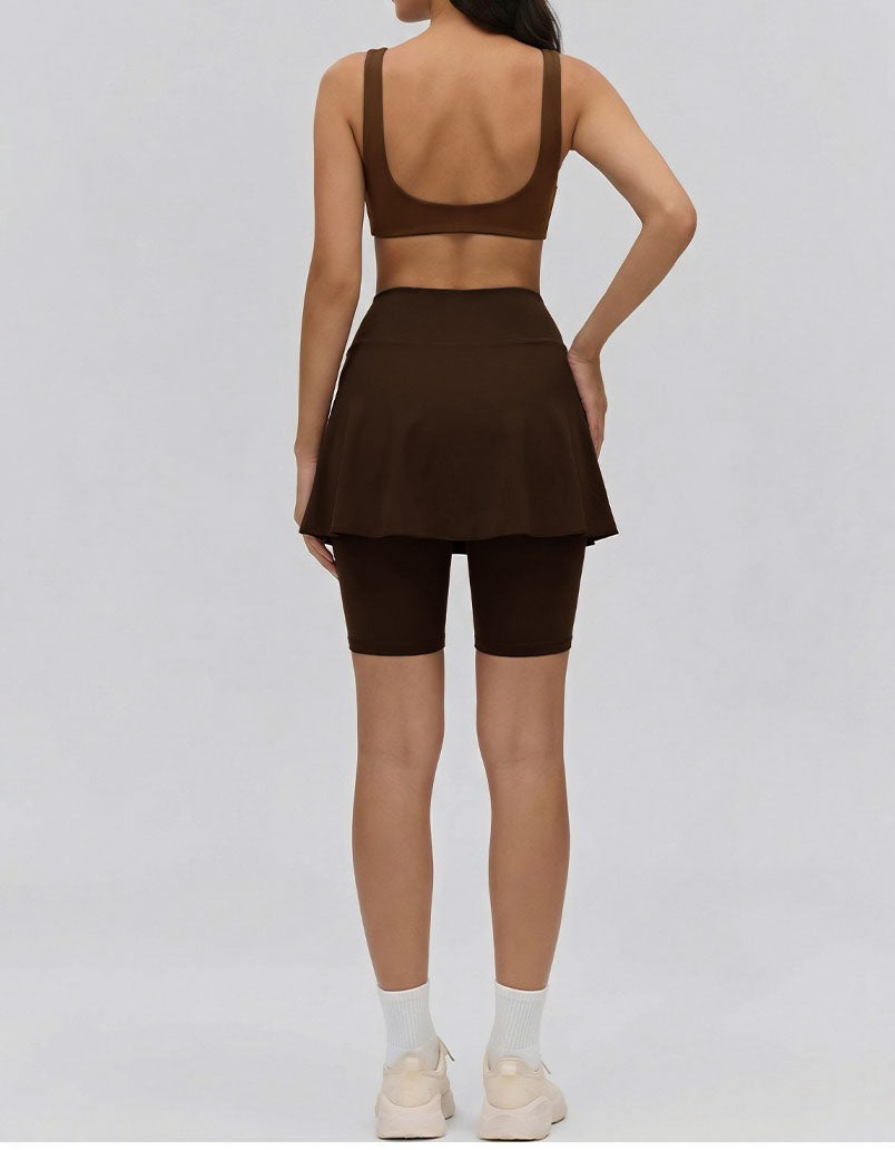 Casual Athletic Skort Women Sports Skirt Shorts Set