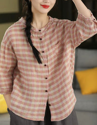 Oversized Pink Check Shirt – Lightweight Casual Blouse