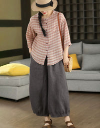 Vintage Pink Checkered Button-Up Shirt – Relaxed Fit