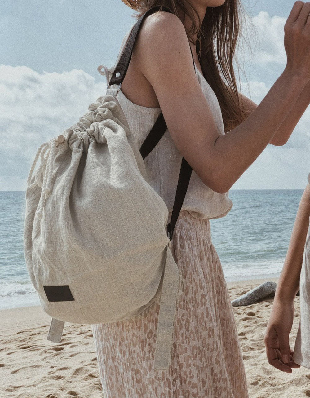Casual Linen Bucket Bag for Women Summer Travel