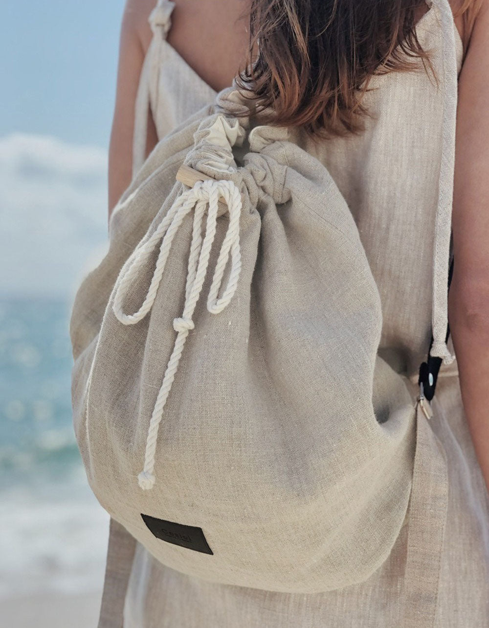 Boho Linen Shoulder Bag Women Casual Tote Bag