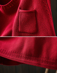 Close up of textured knit fabric on beige women's sweater vest
