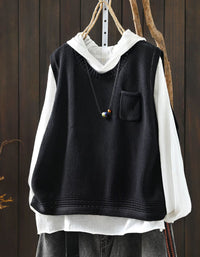 Women’s V-Neck Knit Vest – Minimalist Beige Sweater Layer