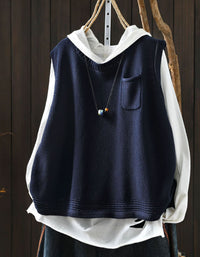 Women's neutral beige V-neck sweater vest layering top
