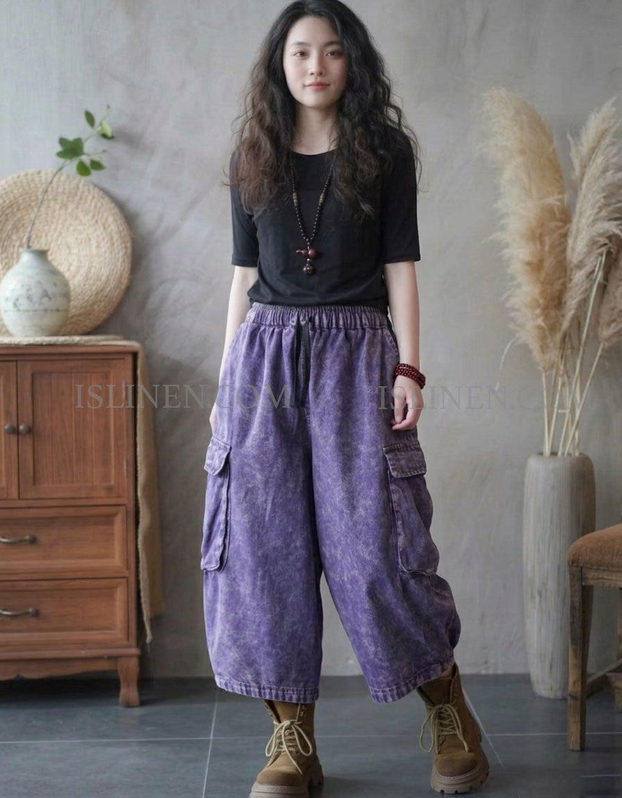 Casual Oversized Cargo Pants Women Drawstring Waist