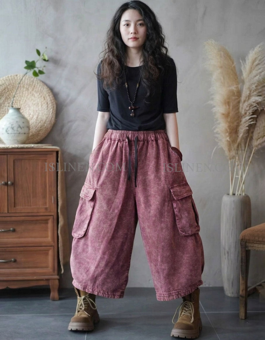 Loose Fit Wide Leg Cargo Pants with Pockets Women