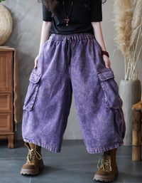 Women’s Wide Leg Cargo Pants Elastic Waist Loose Fit