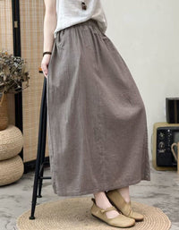 Casual plaid A-line maxi skirt loose fit minimalist style