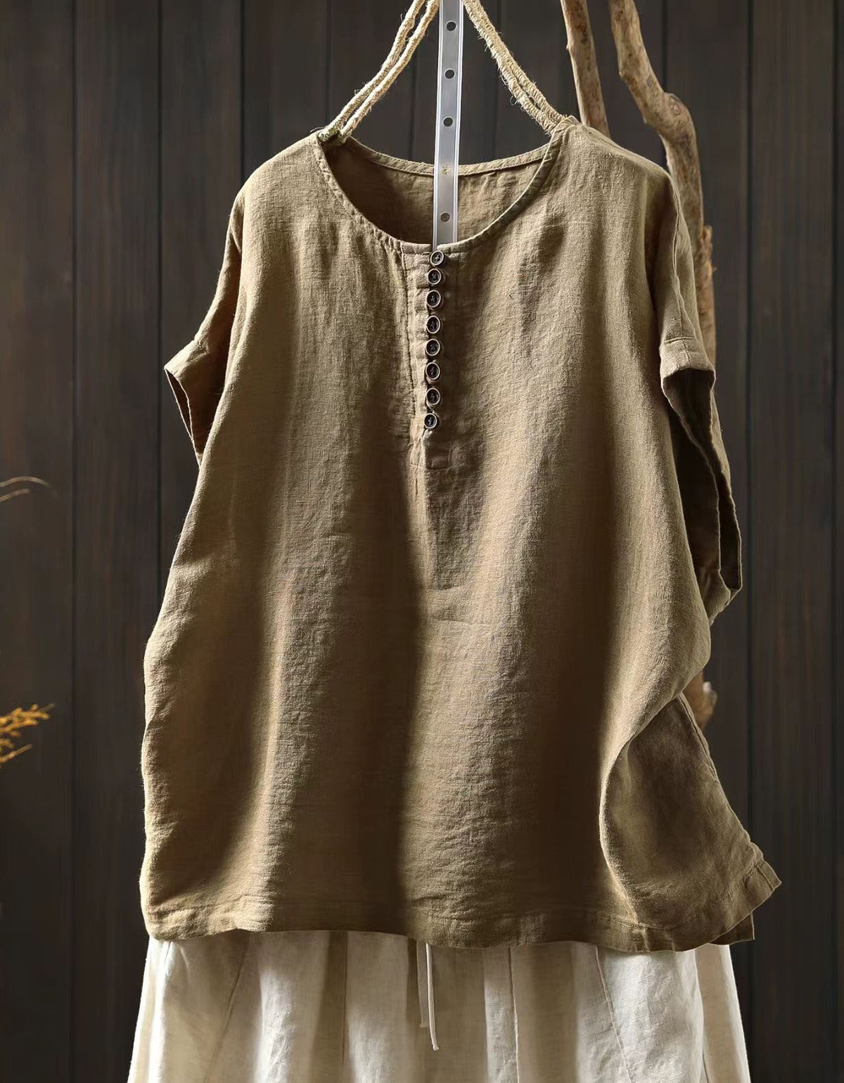 Minimalist Linen Blend Casual Women Summer Top