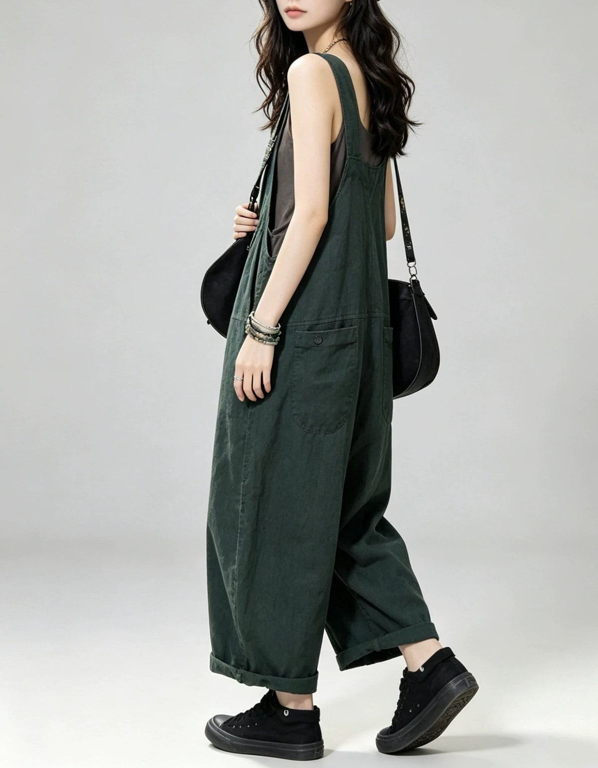 Women's loose harem style overalls with breathable fabric and comfortable everyday fit