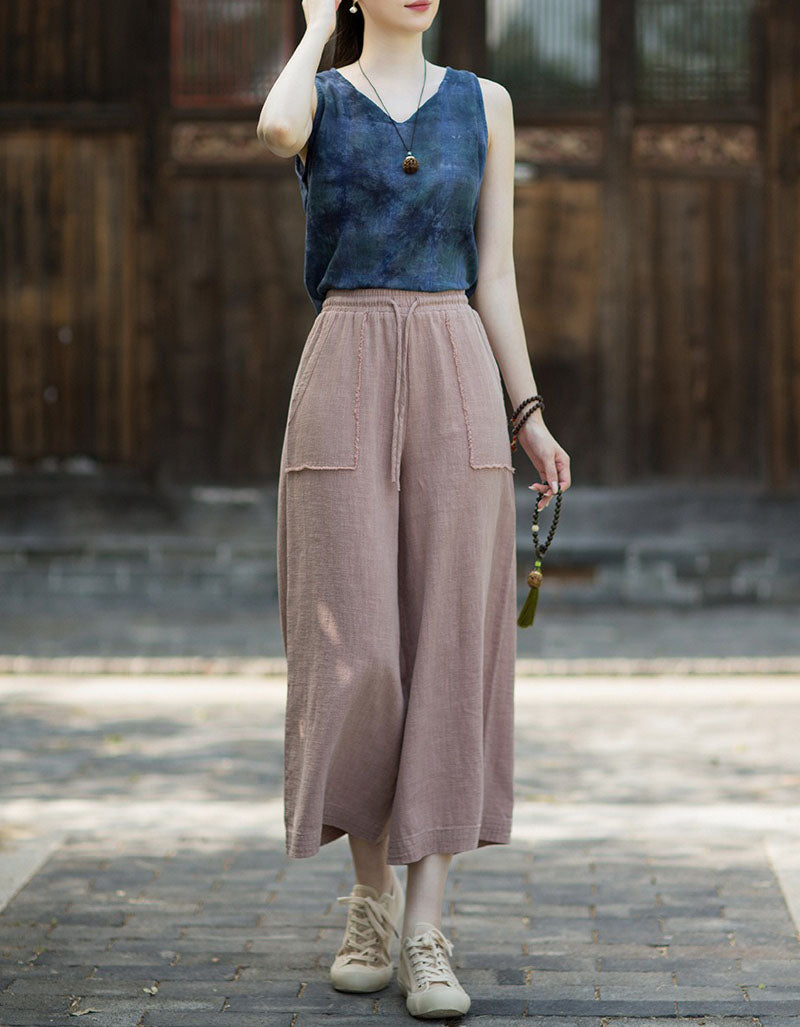 Women’s Breathable Linen Pants With Large Side Pockets