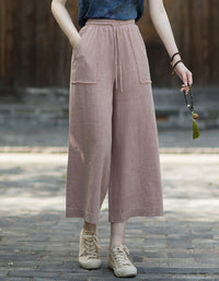 Women’s Linen Wide Leg Pants With Pockets Casual Style