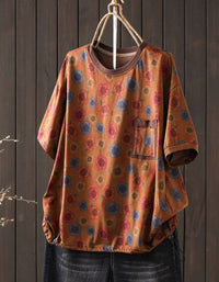 Relaxed fit vintage floral women’s t-shirt side angle