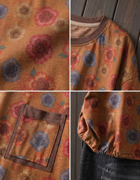 Loose vintage-inspired floral blouse for everyday fashion