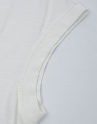 Front view of white sleeveless linen top for women