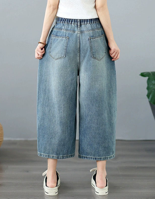 Stylish Cropped Blue Denim Jeans for Everyday Wear