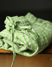 Women Relaxed Fit Gingham Cotton Linen Pants