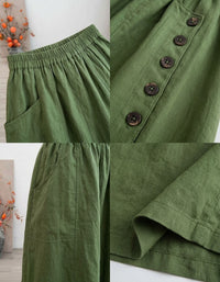 Comfortable elastic waist long cotton linen skirt perfect for spring, summer, and fall
