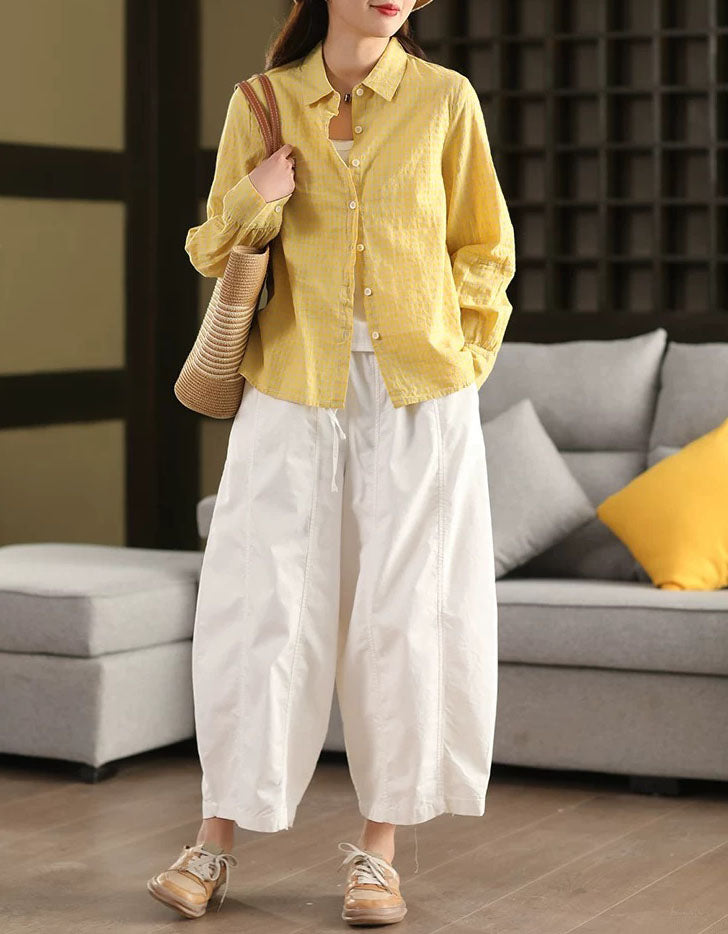 Relaxed Fit Gingham Shirt for Summer Women