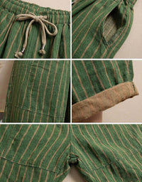 Details of Women Casual Relaxed Striped Wide Leg Cropped Pants