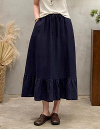 Women’s Flowy Boho Skirt – Relaxed Fit Elastic Waist Cottagecore Maxi Skirt