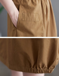 Women Casual Midi Skirt with Pockets Loose Fit Style