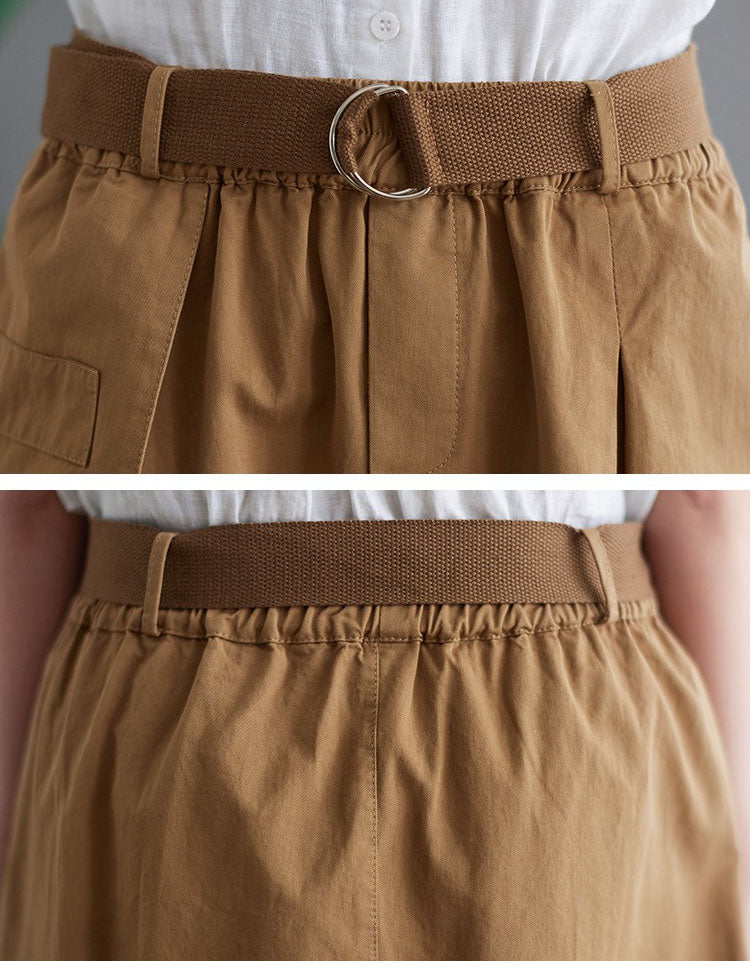 High Waist Casual Midi Skirt Women Loose A-Line Fit