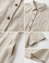 Lightweight summer linen dress with practical side pockets