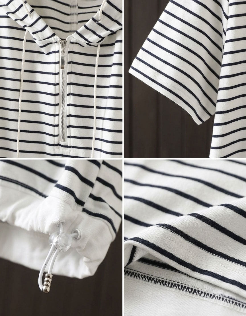 Trendy oversized striped short sleeve top for women streetwear fashion