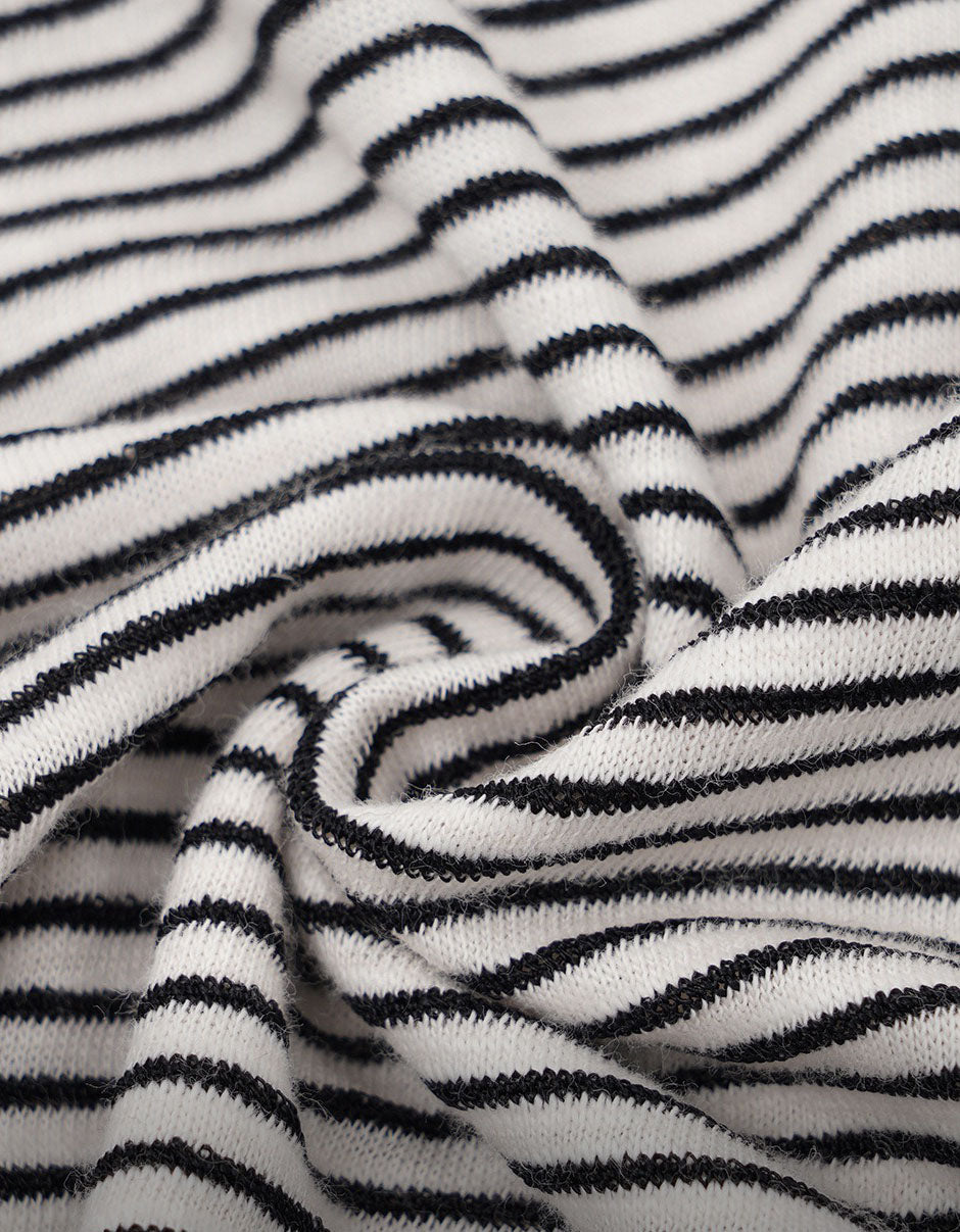 Close-up of lightweight striped sleeveless summer top with soft fabric texture
