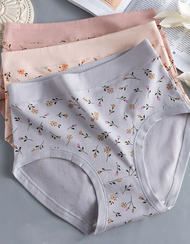 Women’s Soft Cotton Floral Underwear – Comfortable High Waist Panties