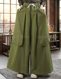 Loose-Fitting Cotton Pants with Drawstring Waist