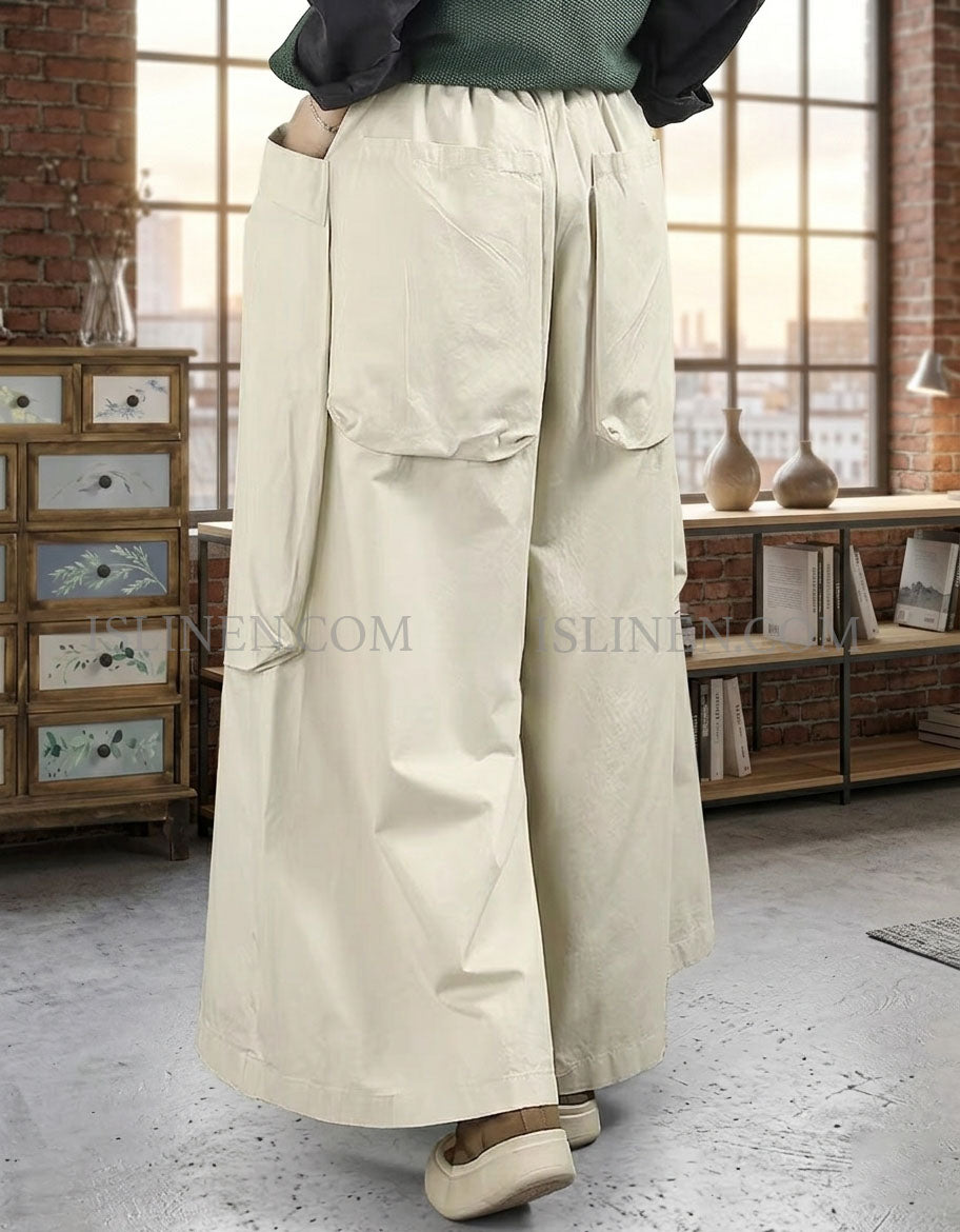 Back View of Casual Everyday Oversized Pocket Pants for Women
