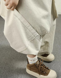 Relaxed fit cotton pants for women with adjustable drawstring waist