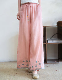 breathable linen pants women with elastic waist