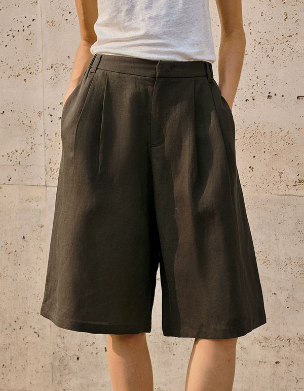 Women Summer Casual Linen Shorts Loose High Waist Pants