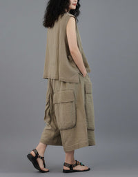 Women's Vintage Linen Blend Coordinated Summer Outfit