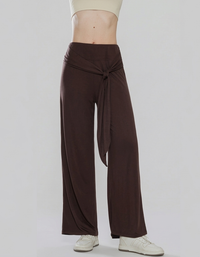 Women’s wide leg tie waist pants front view
