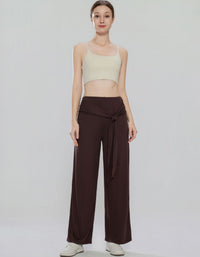 High Waist Wide Leg Pants with Belt Casual Style