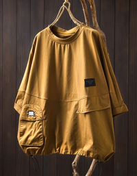 Women Relaxed Fit Oversized T Shirt Pocket Casual Top