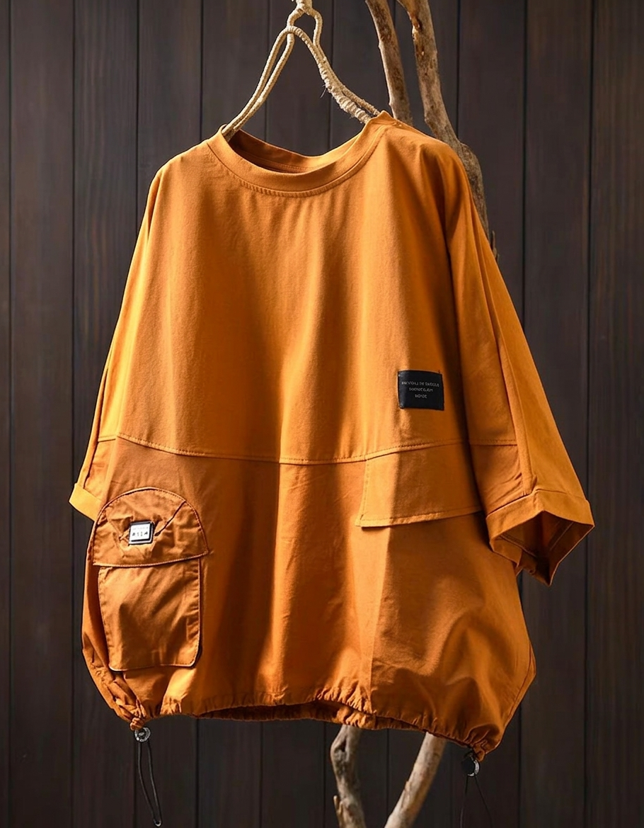 Loose Fit Oversized T Shirt Women Pocket Casual Top